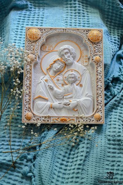 ПРАВОСЛАВНА ІКОНА СВЯТЕ СІМЕЙСТВО - 56 х 66 см, Горіх 173 фото