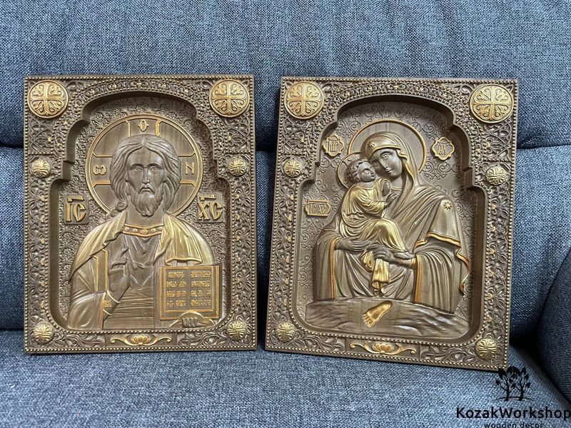 ВИНЧАЛЬНАЯ ПАРА ИКОН ПАНТОКРАТОР И ПОЧАЕВСКАЯ БОГОРОДИЦА 150626 фото