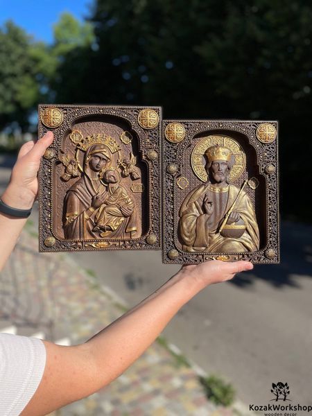 ВІНЧАЛЬНА ПАРА ІКОН ПАНТОКРАТОР І НЕУСТАННА БОГОРОДИЦЯ 153526 фото
