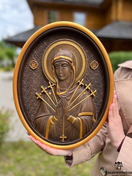 СЕМИСТРІЛЬНА БОГОРОДИЦЯ - 18 х 23 см, Дуб молочний 5489-7 фото