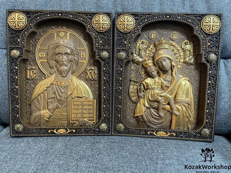 ВІНЧАЛЬНА ПАРА ІКОН ПАНТОКРАТОР ТА ДОСТОЙНО ЄСТЬ 290526 фото